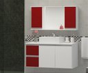 Ver imagem 4 de Conjunto de Banheiro Mdf 0,80m Branco Gabinete Cuba e Espelheira:branco/vermelho