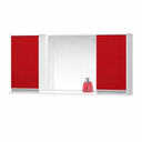 Ver imagem 2 de Conjunto de Banheiro Mdf 0,80m Branco Gabinete Cuba e Espelheira:branco/vermelho