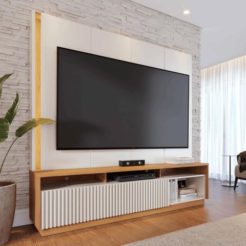 Home Estante para Tvs Egito Off White Matte Freijo