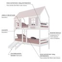 Ver imagem 4 de Beliche Casinha Bela Kit Escada/escorregador - Madeira Maciça Branco/rosa | Megamobilia