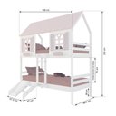 Ver imagem 3 de Beliche Casinha Bela Kit Escada/escorregador - Madeira Maciça Branco/rosa | Megamobilia