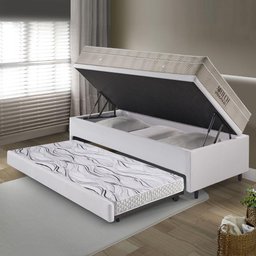 Bicama Box Baú 88x188 Courino Linho Branco com Colchão Airtech Ortobom - 3