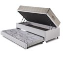 Ver imagem 4 de Bicama Box Baú 88x188 Courino Linho Branco com Colchão Airtech Ortobom
