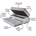 Ver imagem 5 de Bicama Box Baú 88x188 Courino Linho Branco com Colchão Airtech Ortobom