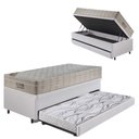 Ver imagem 1 de Bicama Box Baú 88x188 Courino Linho Branco com Colchão Airtech Ortobom