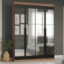 Ver imagem 1 de Guarda-Roupa Solteiro 4 Portas Batentes com Espelhos Rustic/Preto/Preto Saturno Madesa