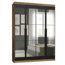Ver imagem 2 de Guarda-Roupa Solteiro 4 Portas Batentes com Espelhos Rustic/Preto/Preto Saturno Madesa