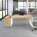 Ver imagem 1 de Mesa Diretor Escritório 1,50m a 1,72m 3 Gavetas Pé Metal F5