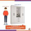 Ver imagem 4 de Guarda Roupa solteiro Tuboarte Onix 100% MDF Capelinha 4 Portas e 3 Gavetas Kit de Espelho e Pés