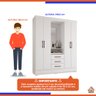 Guarda Roupa solteiro Tuboarte Onix 100% MDF Capelinha 4 Portas e 3 Gavetas Kit de Espelho e Pés - 4