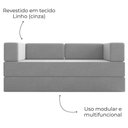 Ver imagem 4 de Sofa Cama Modular 2 Lugares 180 Cm Monaco Linho Cinza Vconcept