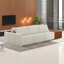 Ver imagem 1 de Sofá Ilha Modulado Milos 342cm Puff Lateral Offwhite Caramelo Manchado Bouclê/pu G33 - Gran Belo