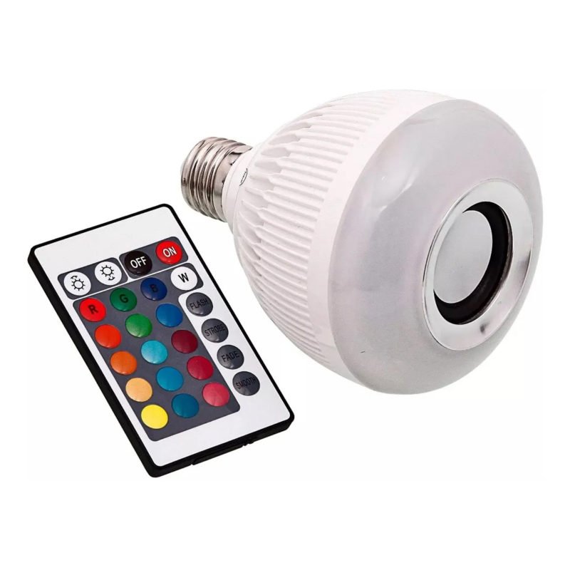 Lâmpada Musical Caixa Som 12w Bluetooth Luz Led Rgb com Controle - 2