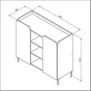 Ver imagem 3 de Aparador 2 Portas 3 Nichos 90x81 Marrom/Lamina Mel