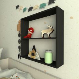 Nicho P15cm Minimalista Preto Mdf Organizador Dormitorio Bebe Infantil Kids - Rufatto Decorações - 3