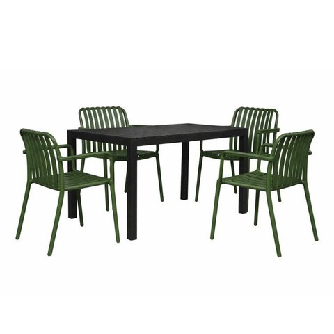Kit 1 Mesa Creta 140x72cm e 4 Cadeira Tulum em Polipropileno