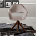 Ver imagem 5 de Poltrona Zara Giratória Base de Madeira Veludo Capuccino 250 Bella Decor