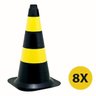 8 Cone Para Sinalização e Segurança 50cm Preto/ Amarelo - 1
