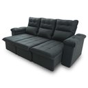 Ver imagem 2 de Sofá Retrátil Reclinável Verona 2,30m Suede Velut Cinza Lunar Molas Ensacadas - King House