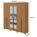Ver imagem 2 de Guarda Roupa Casal Alonzo 6 Portas Amêndoa Clean com Espelho e Pés - Lopas