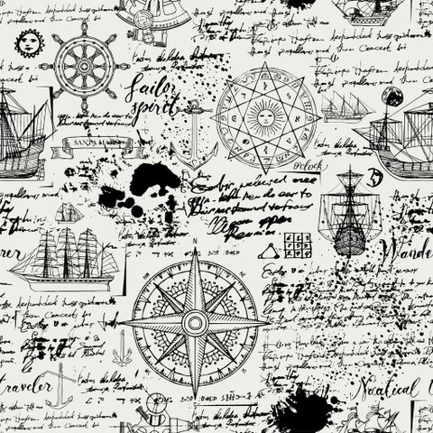 Papel de Parede Temático Vintage Navegação - 3,00x0,50m