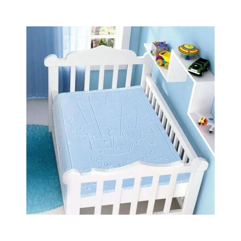 Cobertor Infantil Raschel Com Relevo Azul - Jolitex
