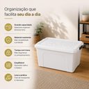 Ver imagem 2 de Caixa Plastica Grande 70L Branca Tampa Trava Organizador Roupas Objetos Brinquedos Deposito