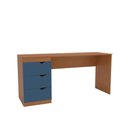 Ver imagem 1 de Mesa Escrivaninha Porto 3 Gavetas 40250685 Azul/freijó - Politorno