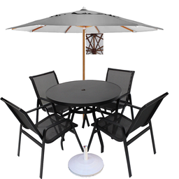 Kit Lótus Móveis Piscina Mesa 4 Cadeiras Área Externa 2 Espreguiçadeiras Aluminio Ombrelone Guarda S - 5