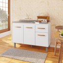 Ver imagem 3 de Gabinete de Cozinha Anita 118cm para Pia com 1 Gaveta e 3 Portas Cor:Savana / Off White