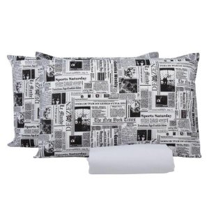 Jogo Lençol 3 Peças Cama Viúva( 1,88m x 1,28m x 30alt) Percal 150 Fios Estampa de Jornal