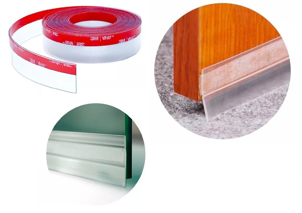 Veda porta contra poeira insetos água autoadesivo incolor 2m Woodglass veda porta incolor autoadesiv - 1