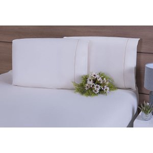 Jogo Lençol Casal Super King Size (2,00m x 2,00x 50) 3 Peças 200 Fios 100% Algodão Palha