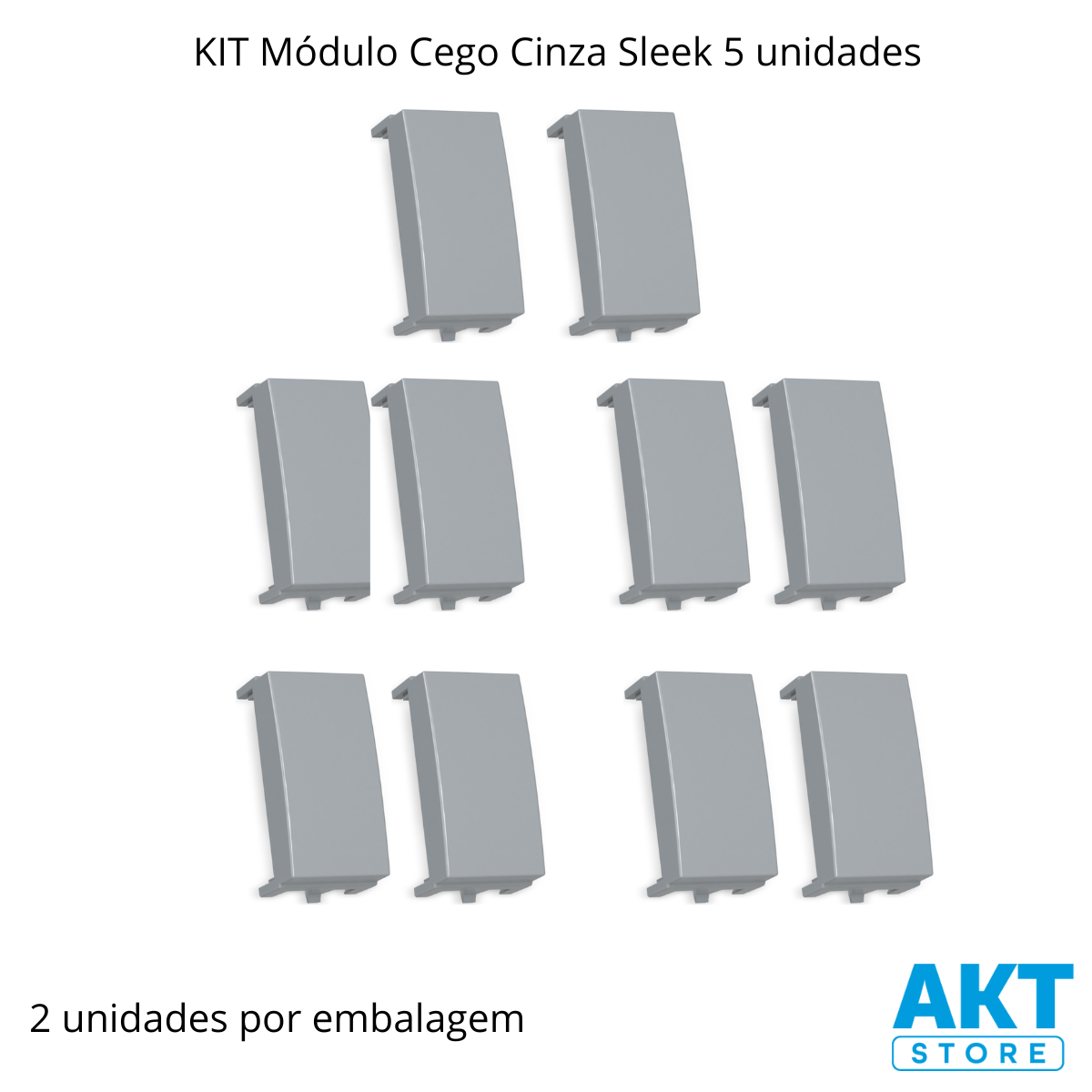 Kit 5 Módulo Cego Cinza Sleek Colors Margirius Cor:cinza - 2