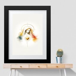 Quadro Virgem Maria Minimalista- 60x48cm:madeira Preta - 2