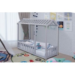 Cama Montessoriana Infantil Montessoriana com Grade Bruna Azul - 1