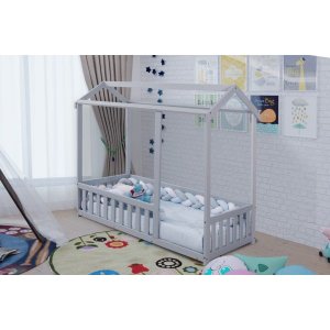 Cama Montessoriana Infantil Montessoriana com Grade Nina Azul