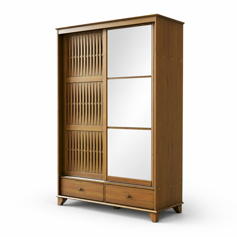 Guarda-Roupa Lux 2 Portas de Correr 2 Gavetas com Espelho Ipê