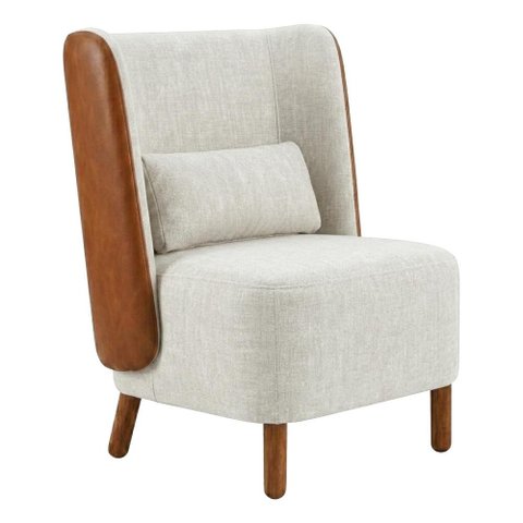 Poltrona Decorativa Verso Pes Madeira Linho e Courino Tcs 701 Tcs 727 Moll