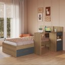 Ver imagem 1 de Cama de Solteiro com Escrivaninha Embutida para Colchão 188x88cm Multimóveis Crart-CAM003 Mel/