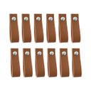 Ver imagem 1 de Kit 12 Puxadores em Tecido Sintético Marrom 6x2cm para Móveis, Armários, Gavetas e Portas