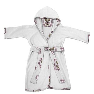 Roupão Infantil Tecebem com Capuz Malha Cristina Plush Atoalhado Branco Kinder