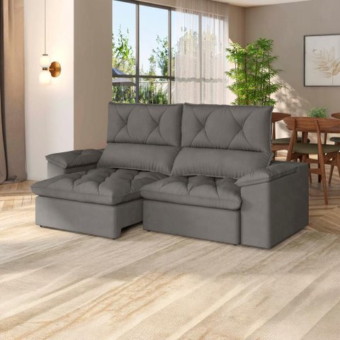 Sofá Retrátil Reclinável Alion Plus 2,10m Suede Cinza - Xflex Sofas