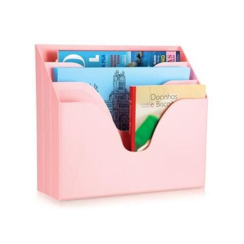 Organizador Triplo Office Rosa Pastel