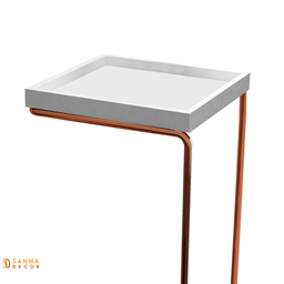 Mesa de Apoio Lateral para Sofá Anny Base em Metal Cobre Tampo Branco - 5