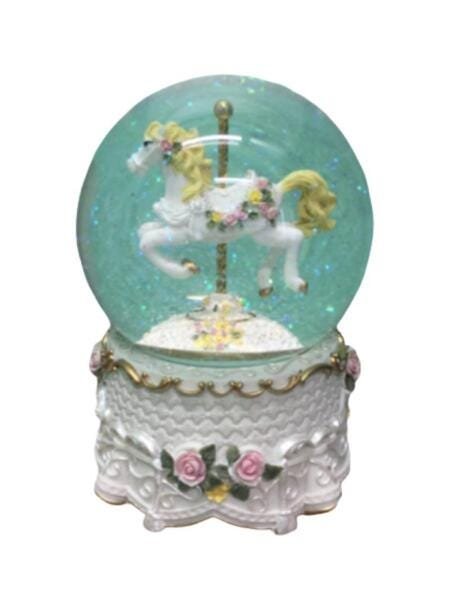 Globo De Neve Musical Carrossel De Flores Realejos A Corda - 1