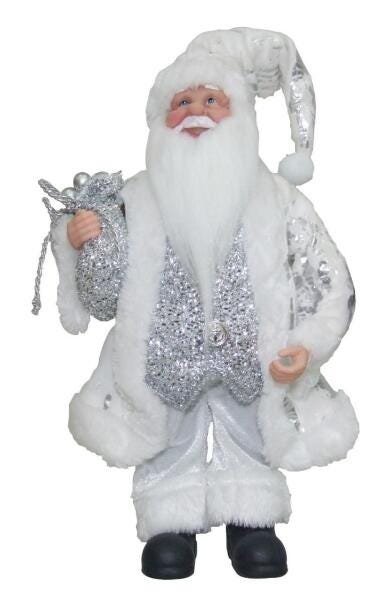 Boneco Papai Noel Em Pé Prata 30Cm - Decoração - 1
