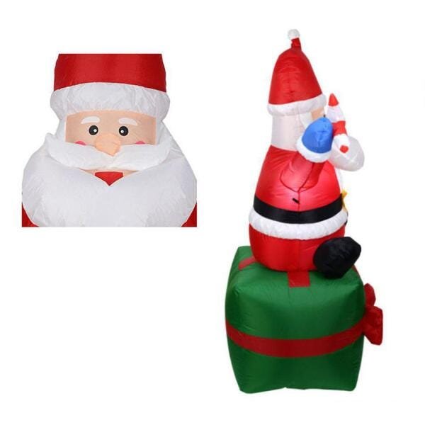 Papai Noel Decoração Natal Caixa Inflavel Presente 1,80M - 6