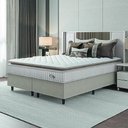Ver imagem 1 de Cama Box Colchão Casal Queen Molas Ensacadas City Pillow Top 158x198x61cm Branco / Bege Hellen