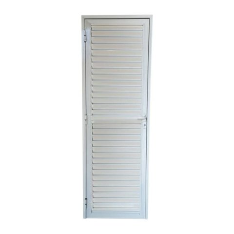 Porta Veneziana de Alumínio 80x210cm Abertura Esquerda Kazan Branco